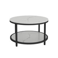 COUCHTISCH Ontario Marmor Weiß 80 x 80 cm Rund - Weiß, Holzwerkstoff (80/80/46cm) - Vicco