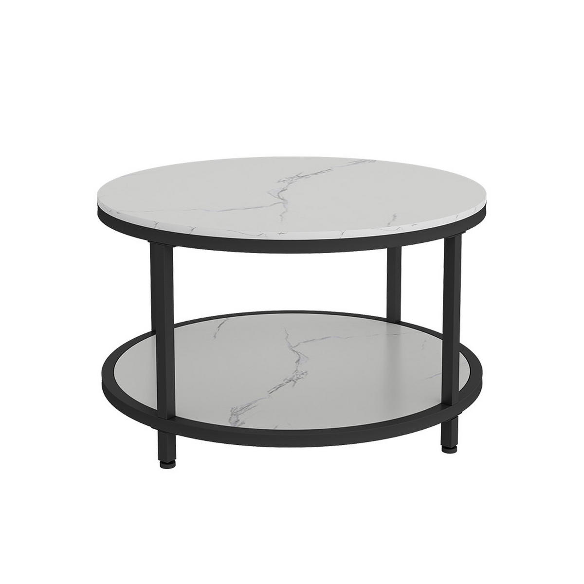 COUCHTISCH Ontario Marmor Weiß 80 x 80 cm Rund - Weiß, Holzwerkstoff (80/80/46cm) - Vicco