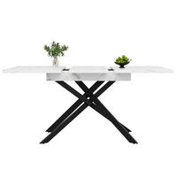 ESSTISCH 120-160/76,5/80 cm Weiß/Schwarz aus MDF und Metall mit Ausziehfunktion - Weiß, Holzwerkstoff (160/80/76.5cm) - OKMYHOME
