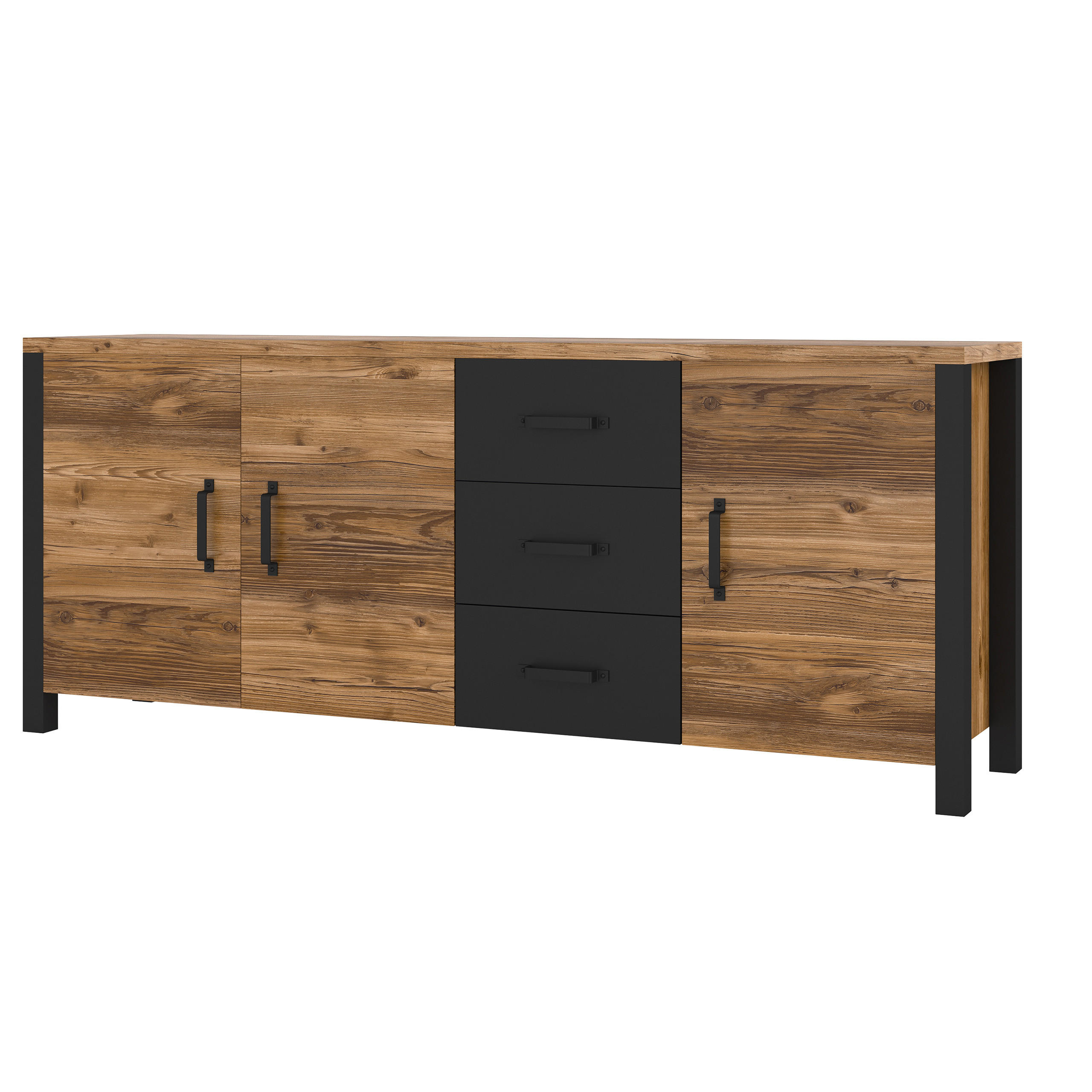 SIDEBOARD OLIVIERO 192/79/43 cm mit 3 Schubladen und 3 Türen Braun - Braun, Holzwerkstoff (192/79/43cm) - MASSENO
