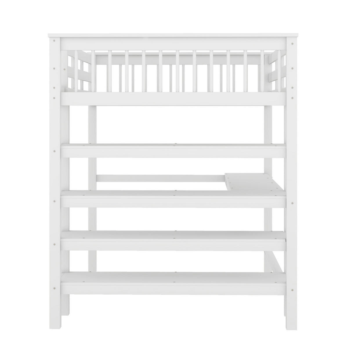 HOCHBETT aus Kiefernholz und MDF 140x200 cm Weiß mit Schreibtisch und Ablagefächern - Weiß, Holzwerkstoff (140/200cm) - IVMEU