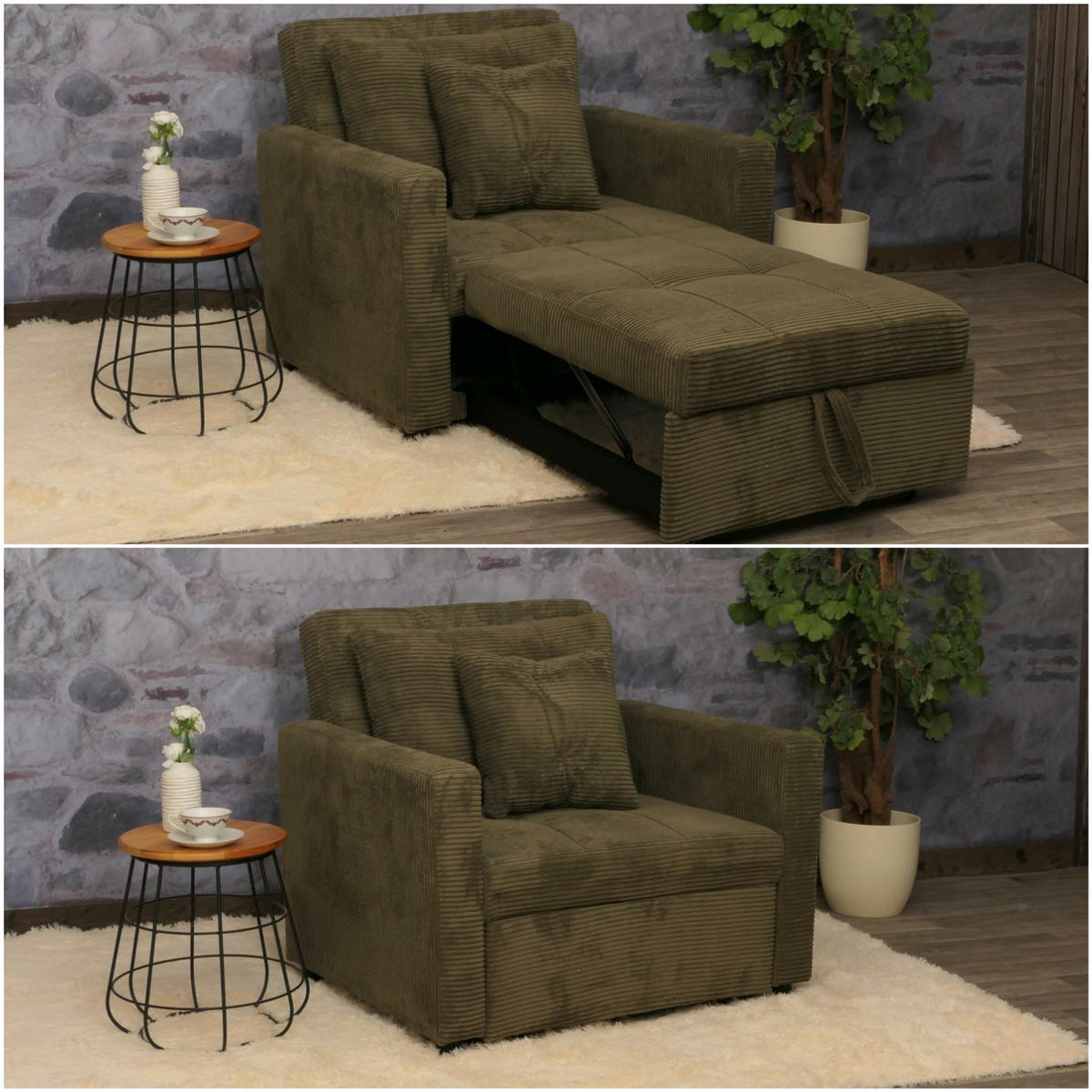 SCHLAFSESSEL Grün - Grün, Textil (100/86/88cm) - MCW