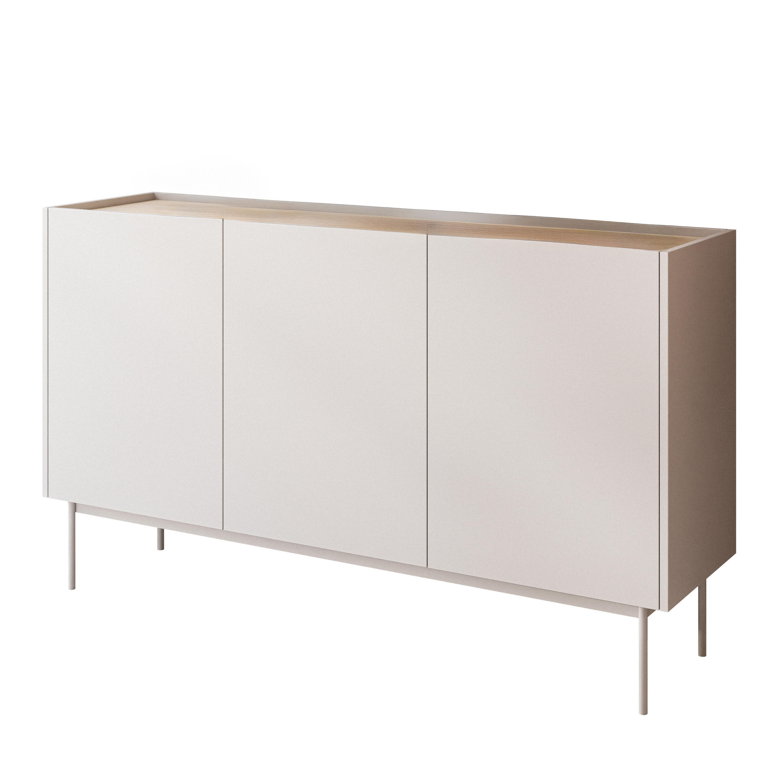 KOMMODE Dreitürige ESSENCE 3D K144 Kaschmir / Eiche Linea - Kaschmir/Eichefarben, Holzwerkstoff (144/86/37cm) - Lookway