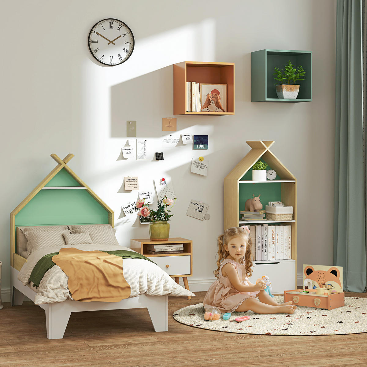 SPIELKÜCHE DE-18728 Mini-Küche mit 12 Zubehörteilen Holz - Multicolor, Holzwerkstoff (31.5/23.5/25cm) - ComfortXL