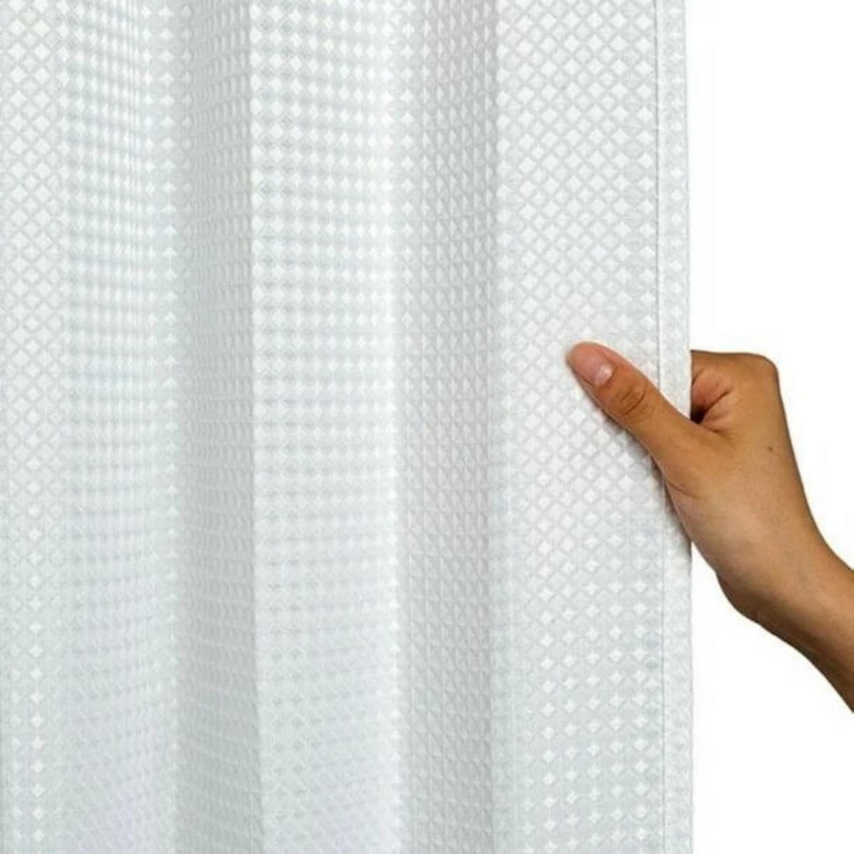 DUSCHVORHANG strukturiert Waffelstruktur robust fürs Badezimmer 72 x 72 cm - Weiß, Textil (72/72cm) - MCBOSON