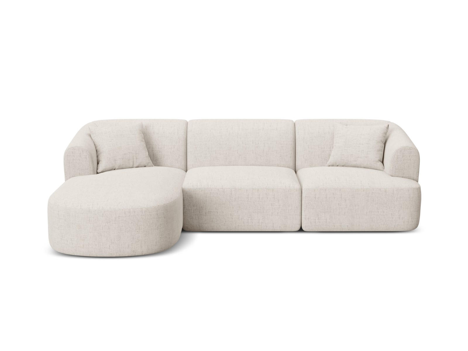 MODULARES-ECKSOFA links Campi aus strukturiertem Stoff leichtes beige 4 Sitzplätze - Creme, Textil (156/256cm) - Cosmopolitan Design