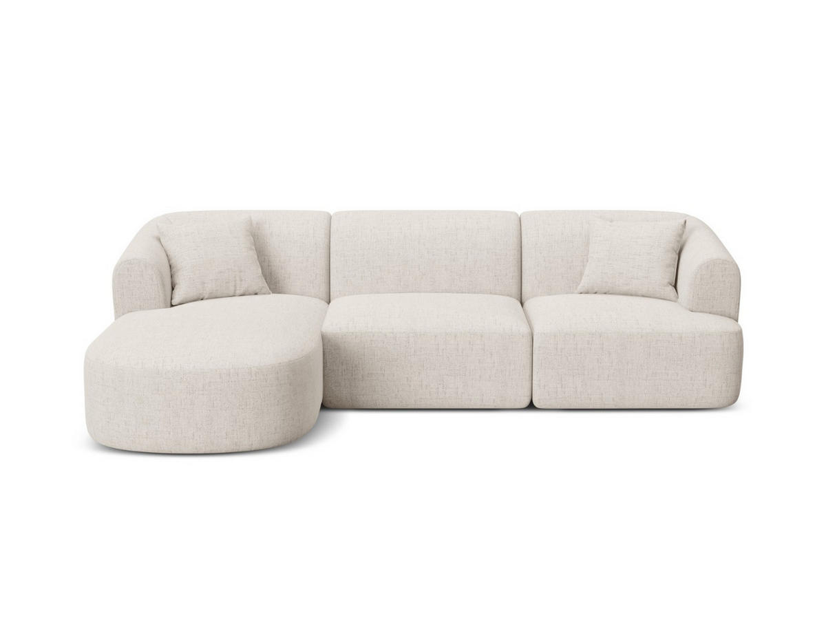 MODULARES-ECKSOFA links Campi aus strukturiertem Stoff leichtes beige 4 Sitzplätze - Creme, Textil (156/256cm) - Cosmopolitan Design