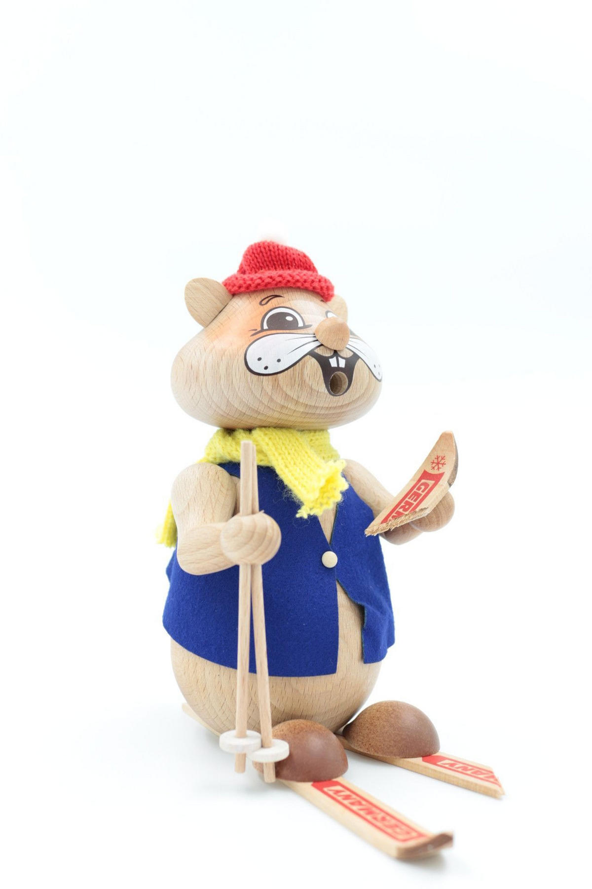RAUCHFIGUR Hamster Skiunfall 18 cm - Multicolor, Holz (12/18/0.1cm)