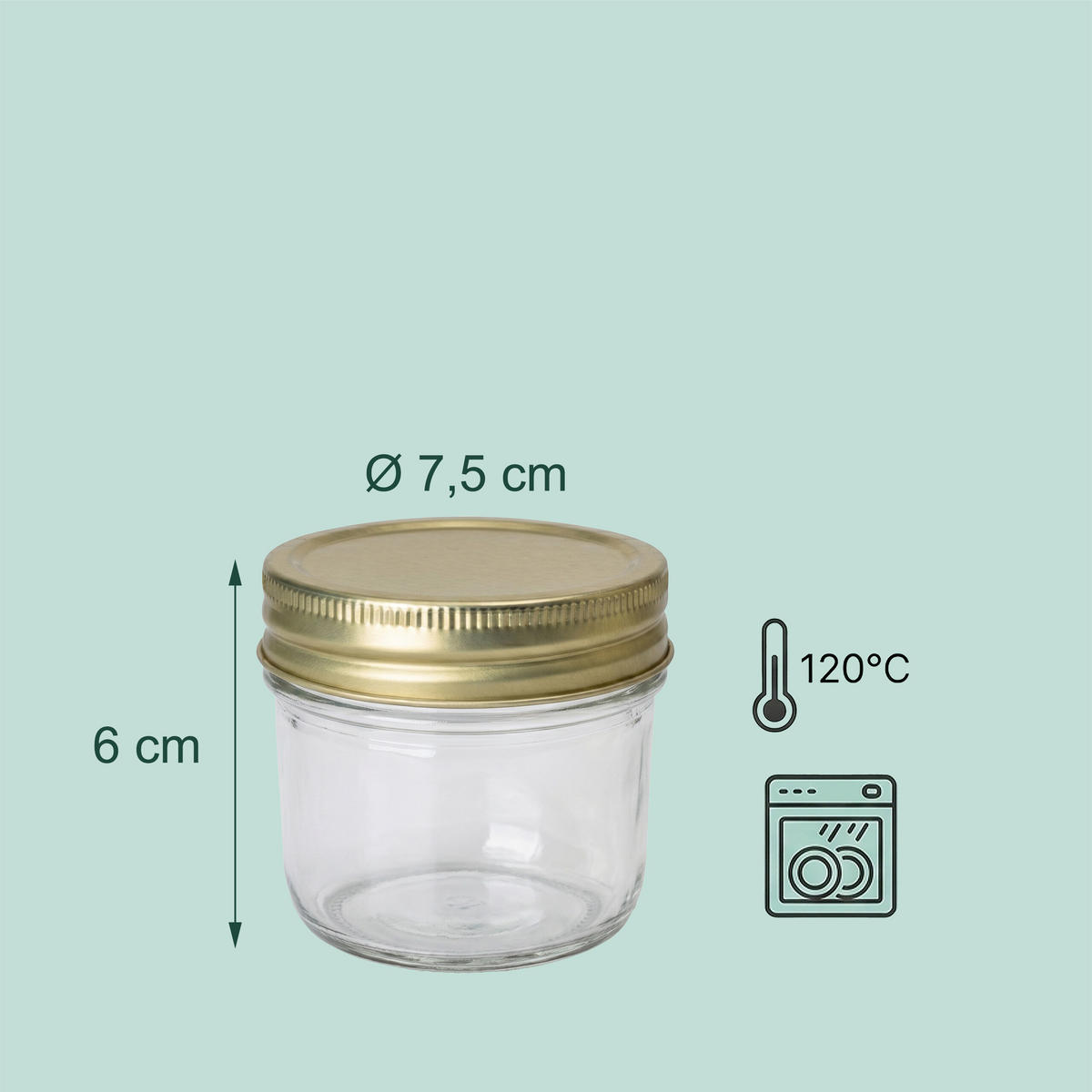ZAVAŘOVACÍ sklenice - průhledná, kov/sklo (0.12L) - Relaxdays