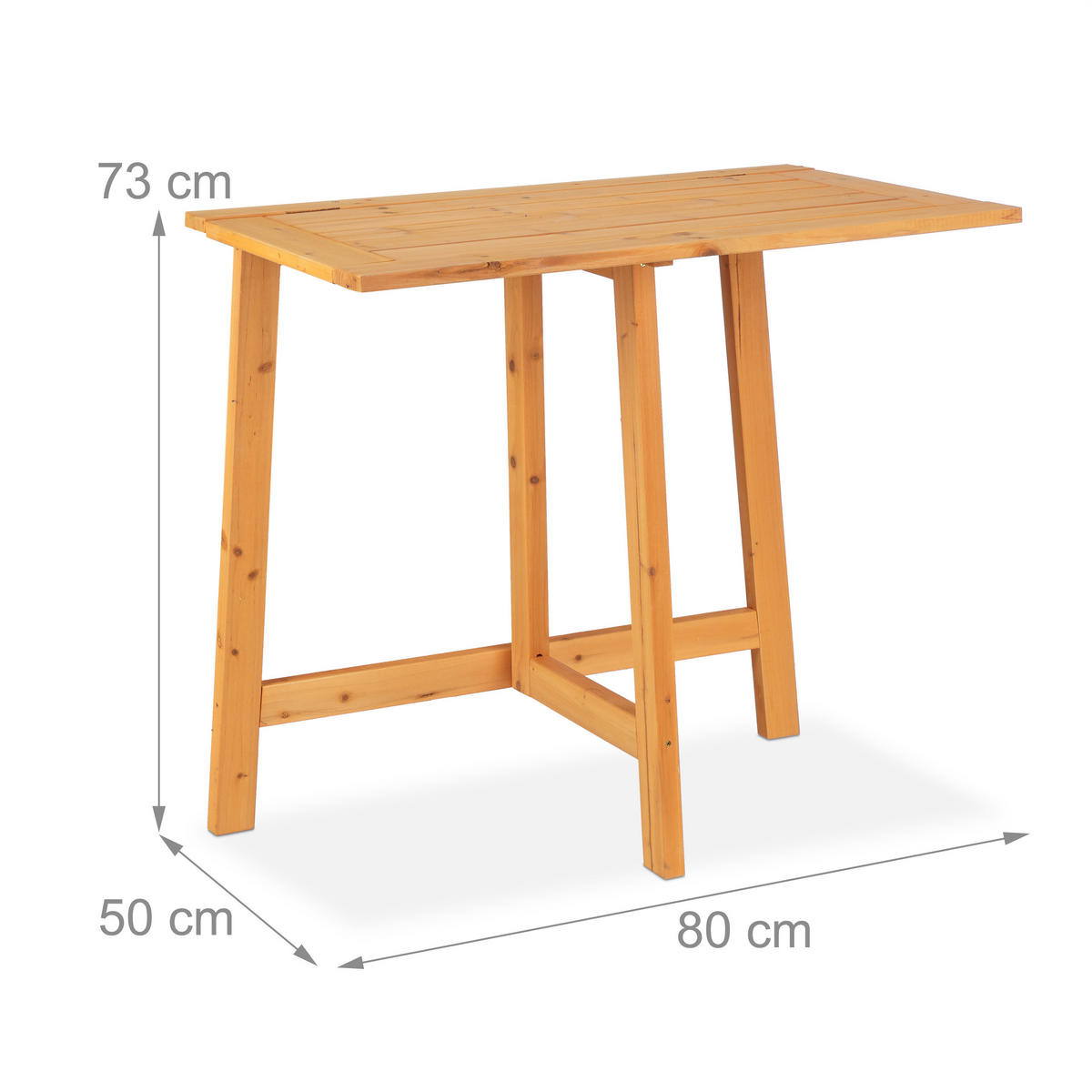 KLAPPTISCH - Hellbraun, Holz (50/80/73cm) - Relaxdays