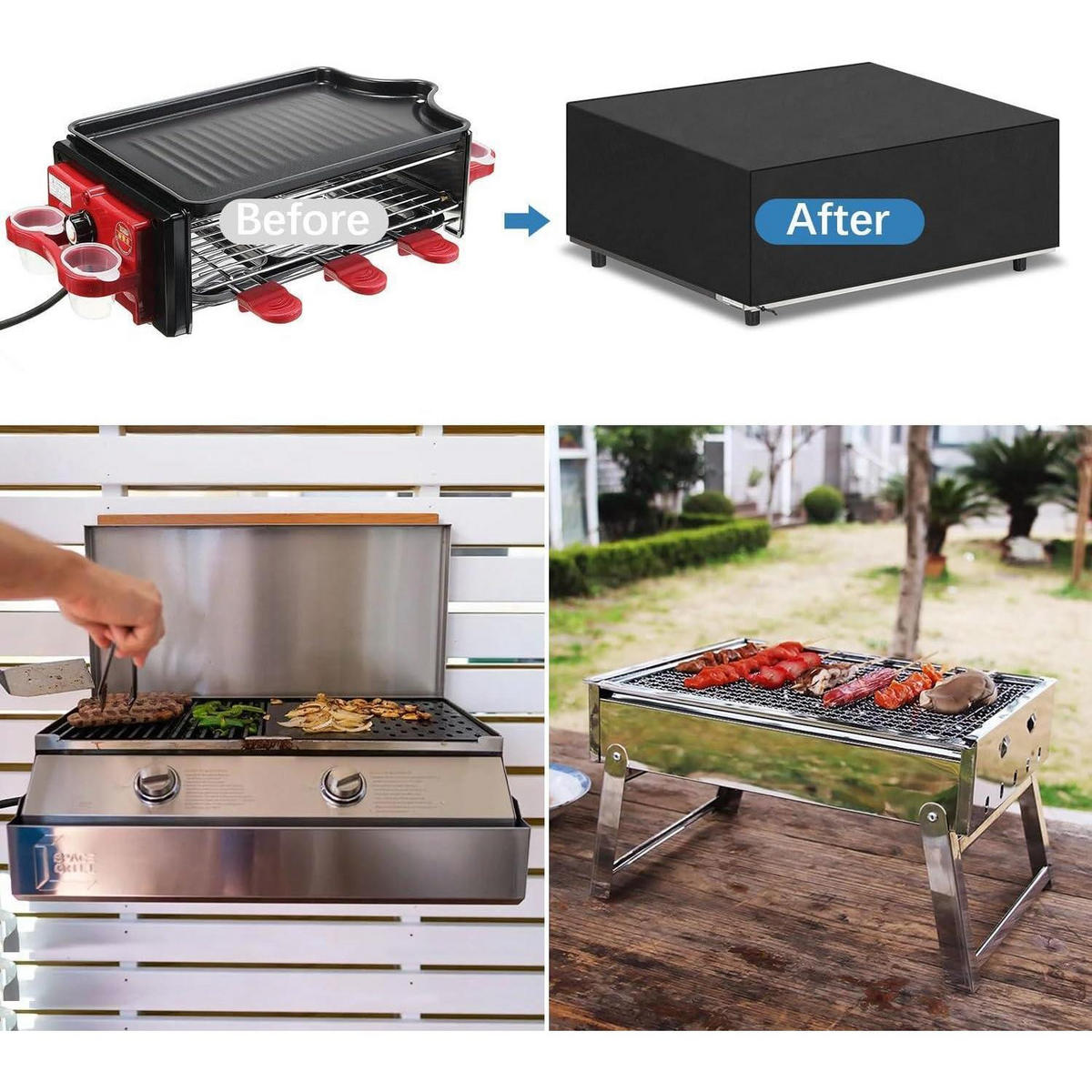ABDECKHAUBE für Tischgrill 80 x 60 x 25 cm Wasserdicht - Schwarz, Kunststoff (1/1/1cm)