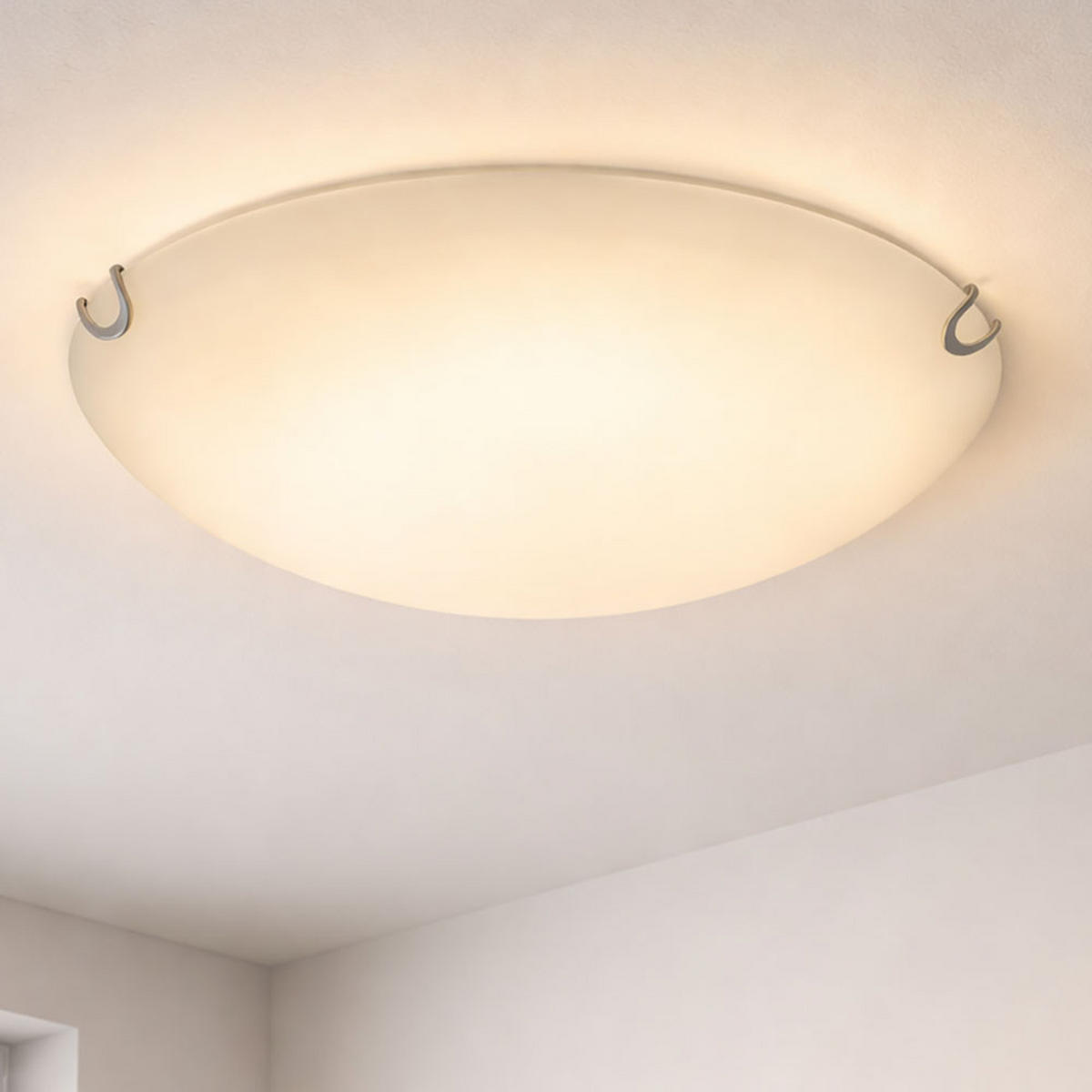 LED DECKENLEUCHTE PORAK Weiß Metall - Weiß, Glas (30/30/7cm) - Globo Lighting