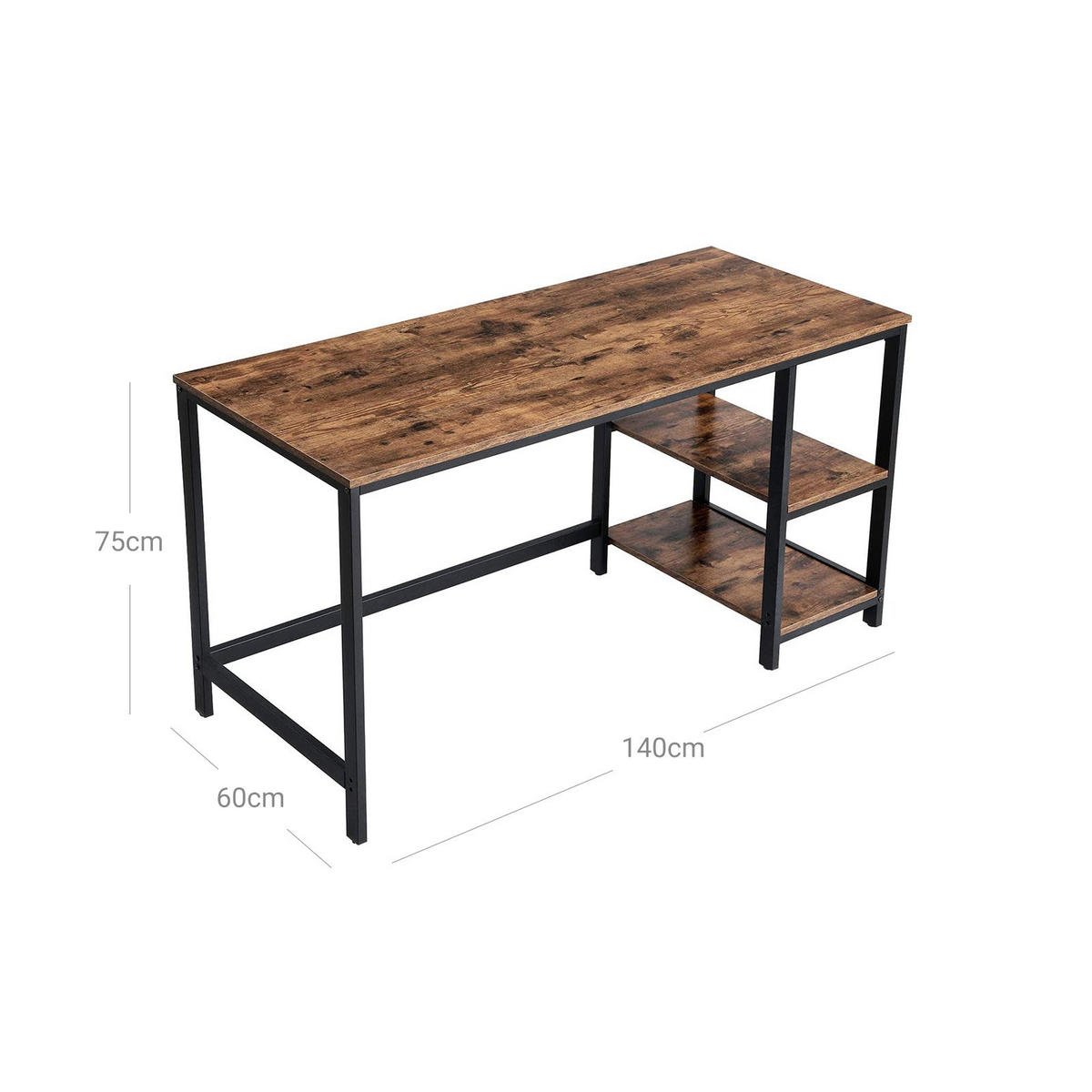SCHREIBTISCH COMPUTERTISCH - Braun, Holzwerkstoff (140/60/75cm) - Hansiro