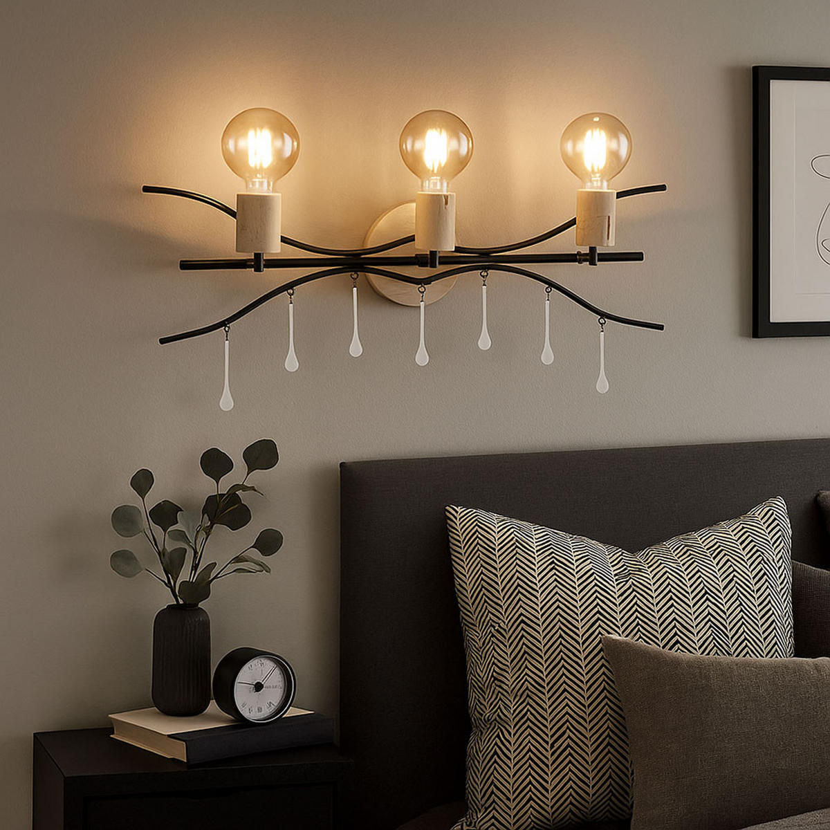 WANDLEUCHTE NOLE Metall Glas Braun - Braun, Holz (76/30.5/14.5cm) - Globo Lighting