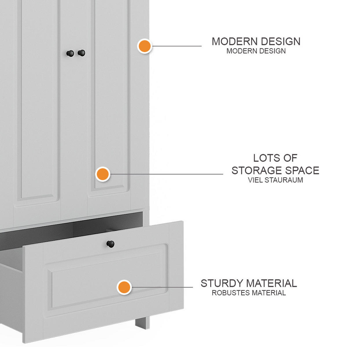 KINDERKLEIDERSCHRANK Ajaton Weiß 83.3 x 187 cm - Weiß, Holzwerkstoff (83.3/187/53.4cm) - VitaliSpa