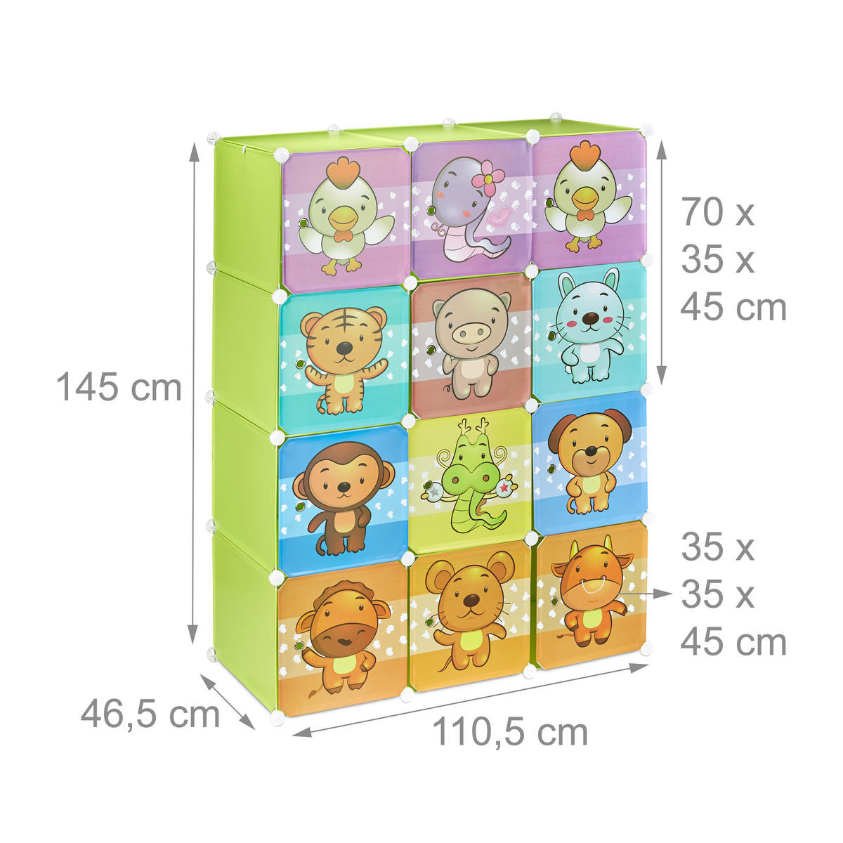 STECKREGAL Kinderzimmer - Multicolor, Kunststoff/Metall (110/145/46.5cm) - Relaxdays