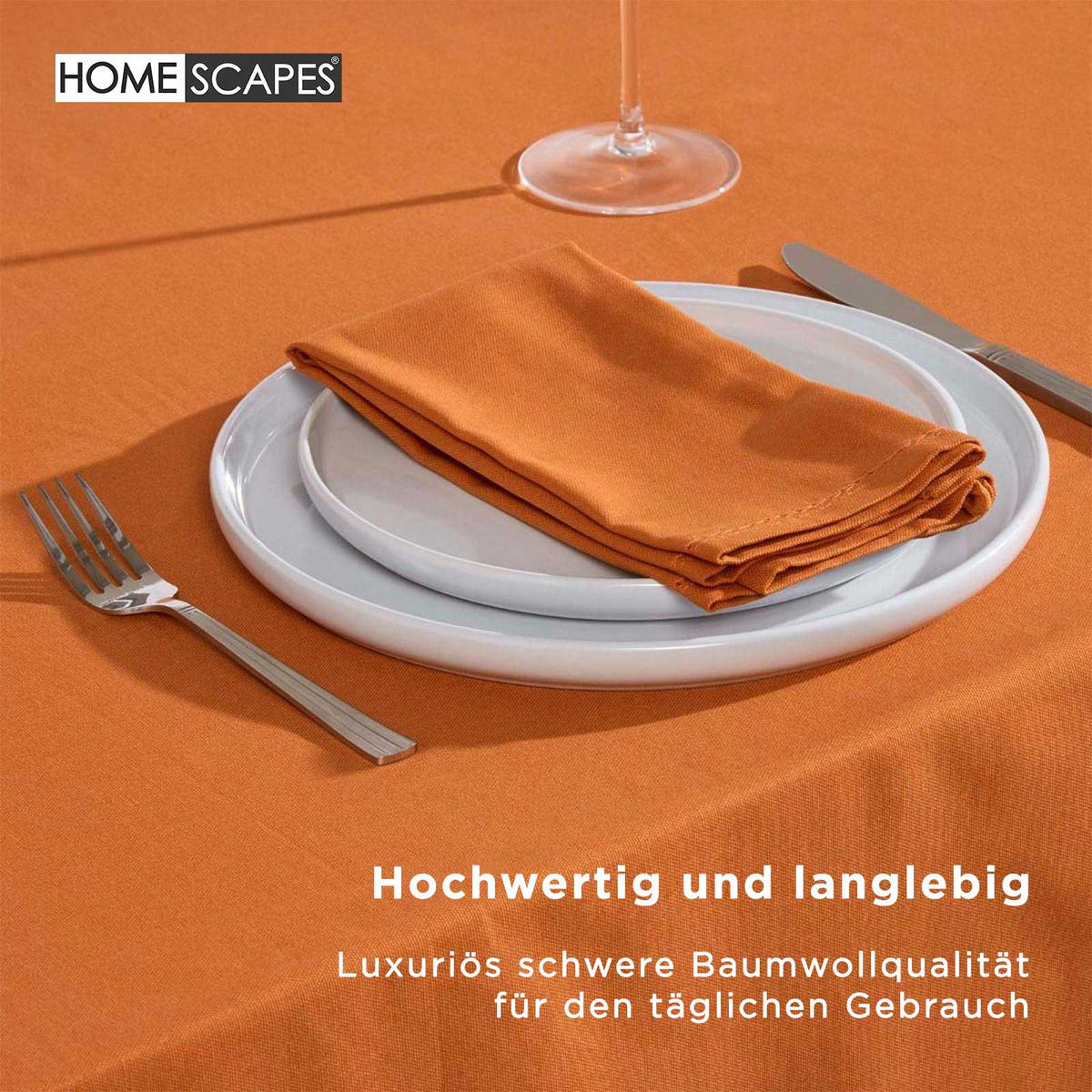 TISCHDECKE terrakotta rund 178 cm, 100% Baumwolle - Terracotta, Textil (178/178cm) - Homescapes