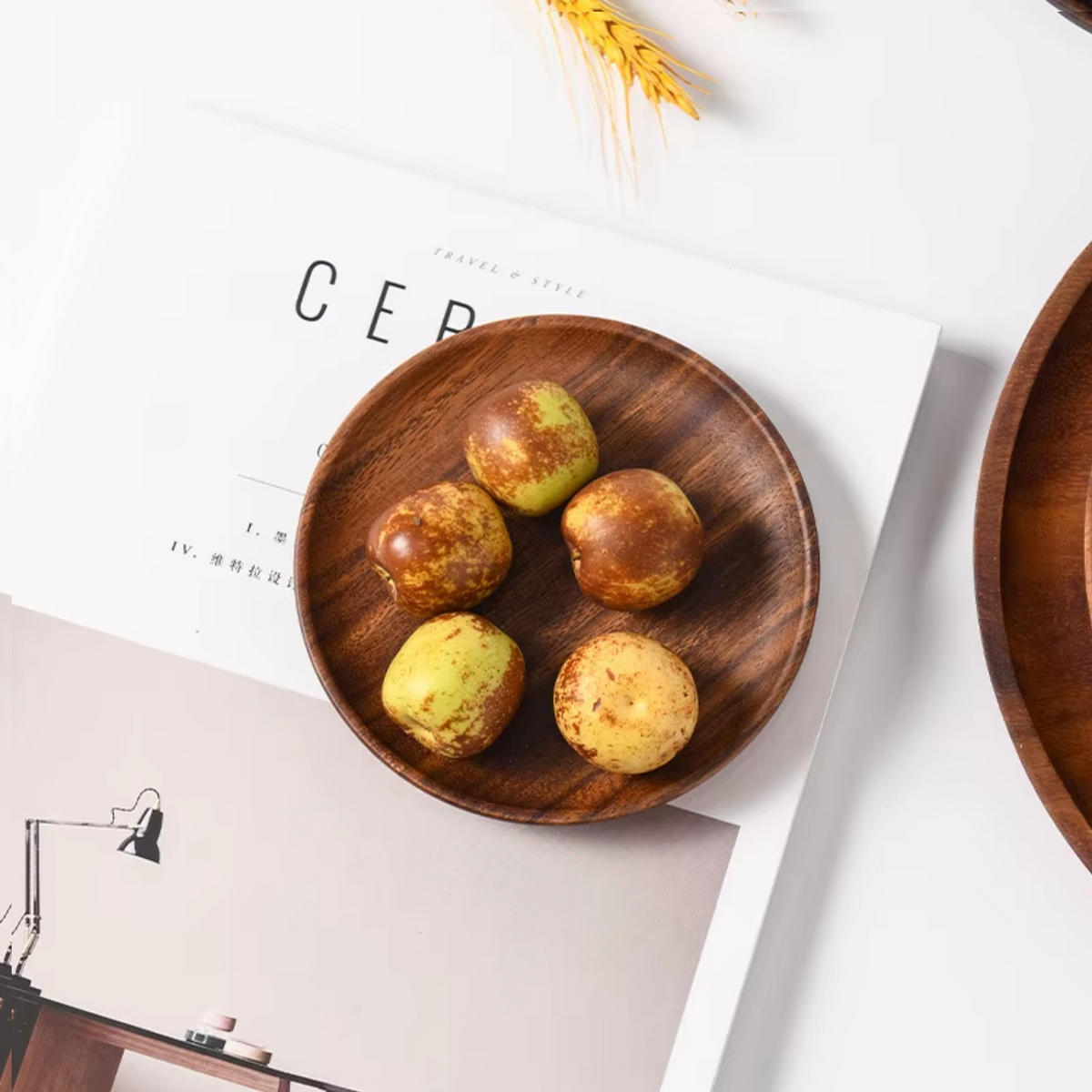 TELLERSET 5-tlg. Walnussholz Braun 20/18/15/12,5/10 cm - Walnussfarben, Holz (20/2/20cm) - Quality Elegance