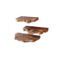 WANDREGAL KURA 3ER SET Holz Teakholz - Naturfarben, Holz (55/4/25cm) - KAWOLA