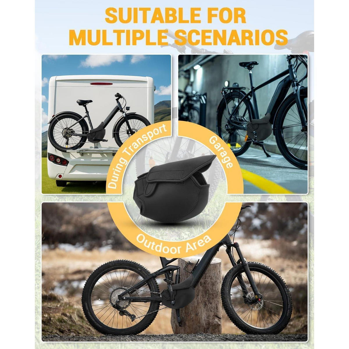 E-BIKE Motorschutzhülle Neopren Wasserdicht Universell - Schwarz, Kunststoff (5/43/55cm)