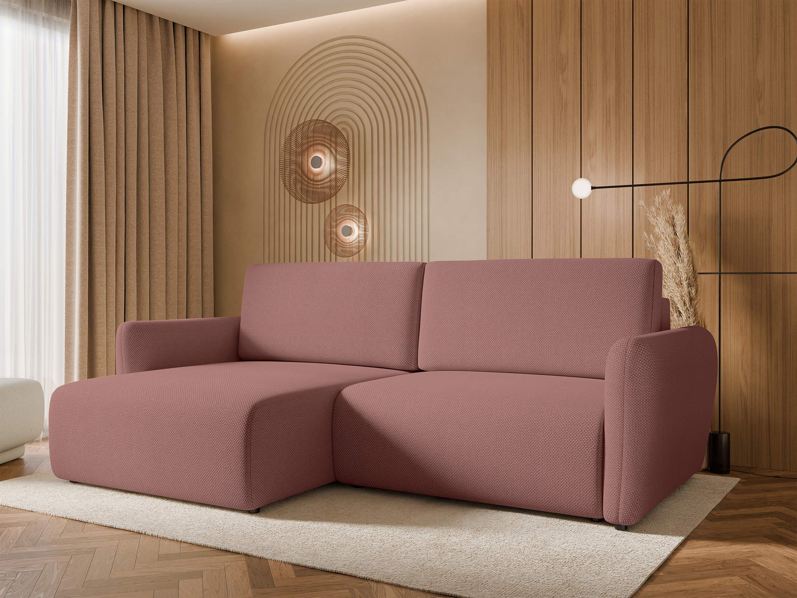ECKSOFA Goya Slim - Schwarz/Rosa, Holz/Kunststoff (234/140cm) - MIRJAN24