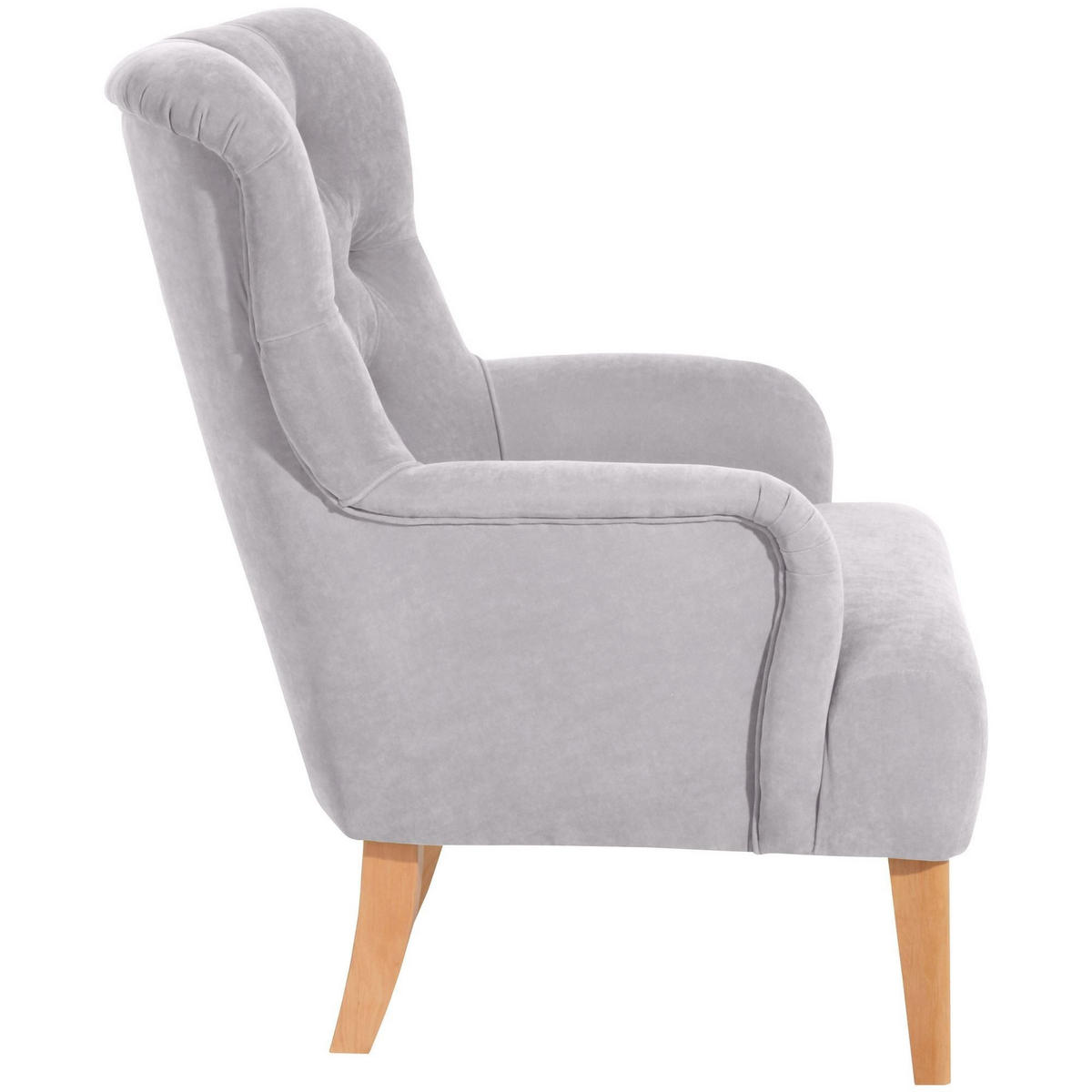 SESSEL Kaiya Bezug Veloursstoff Buche natur / silber - Hellgrau, Kunststoff (71/97/82cm) - 58aufmkessel