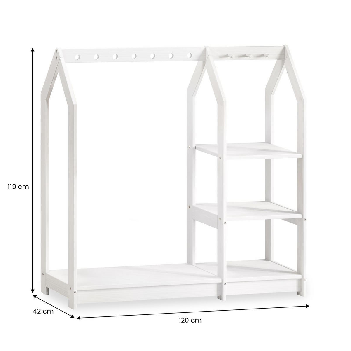 KINDERKLEIDERSTÄNDER SALLY weiß - Weiß, Holz (120/118/42cm) - IDIMEX