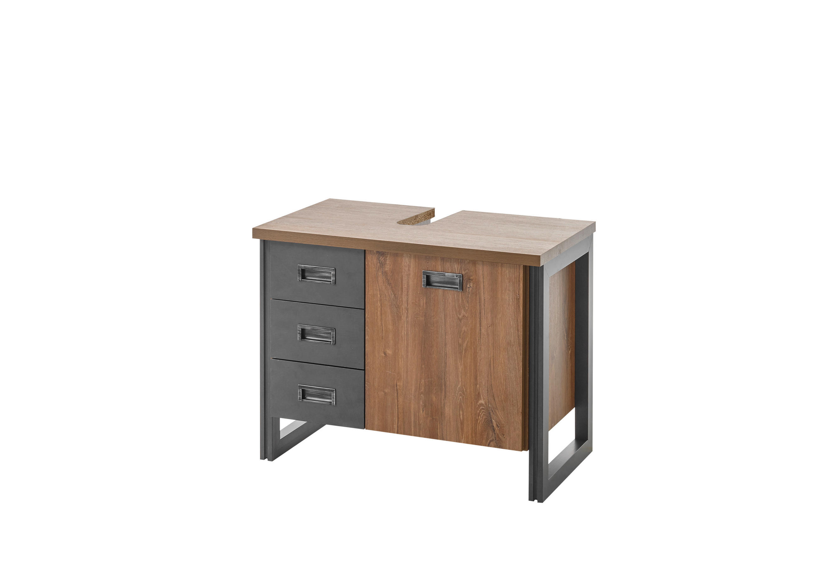 WASCHBECKENUNTERSCHRANK I12 Stirling Oak & Matera 81/62/40 cm breit mit Schubkästen - Eichefarben, Holzwerkstoff (81/62/40cm) - Livojo