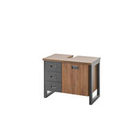 WASCHBECKENUNTERSCHRANK I12 Stirling Oak & Matera 81/62/40 cm breit mit Schubkästen - Eichefarben, Holzwerkstoff (81/62/40cm) - Livojo