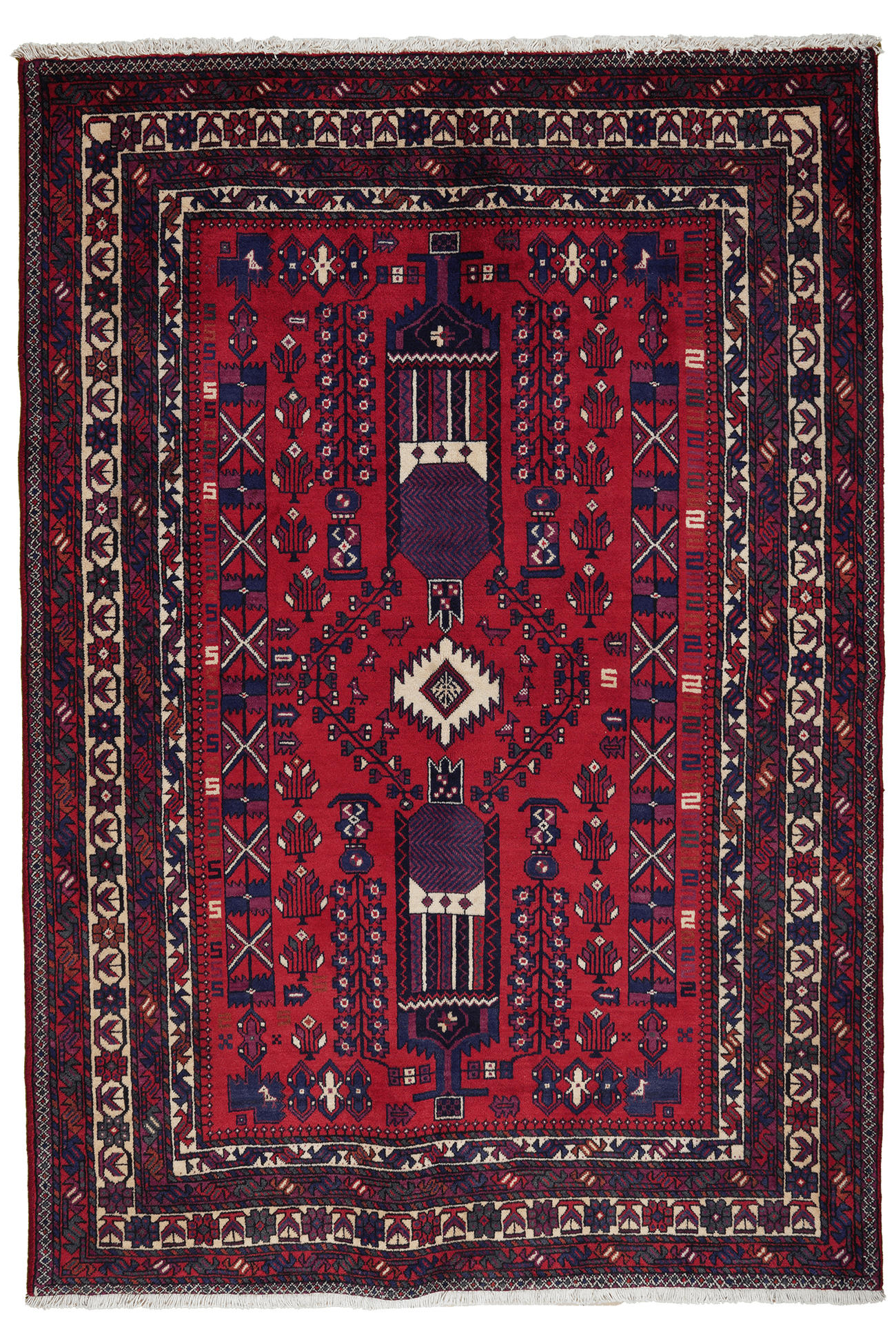 TEPPICH Afshar Rot 230/157 cm Schurwolle - Rot, Textil (157/230cm) - Looma
