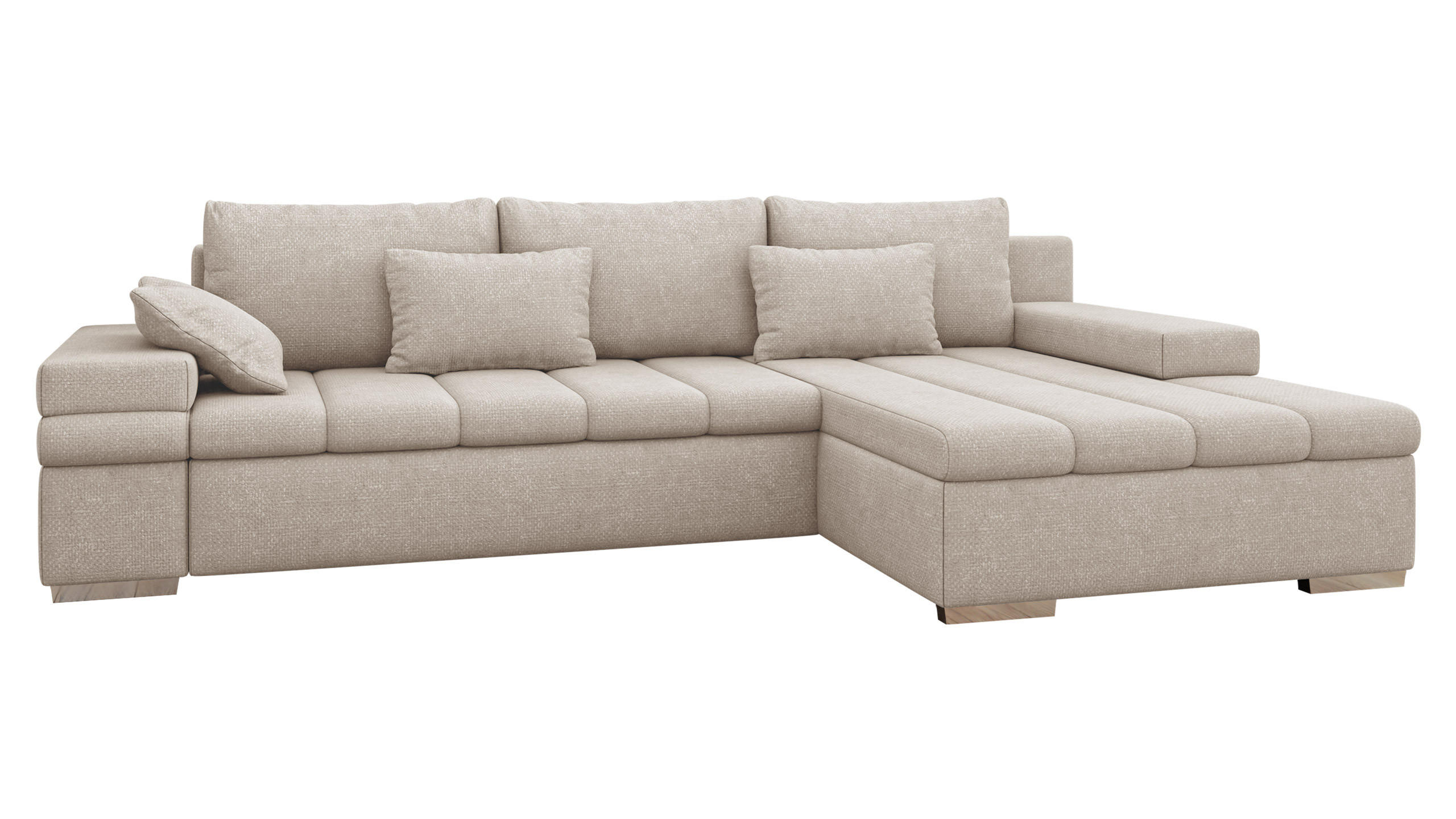 ECKSOFA Bangkok Premium, Seite: Rechts - Silberfarben/Naturfarben, Holz/Textil (310/175cm) - MIRJAN24