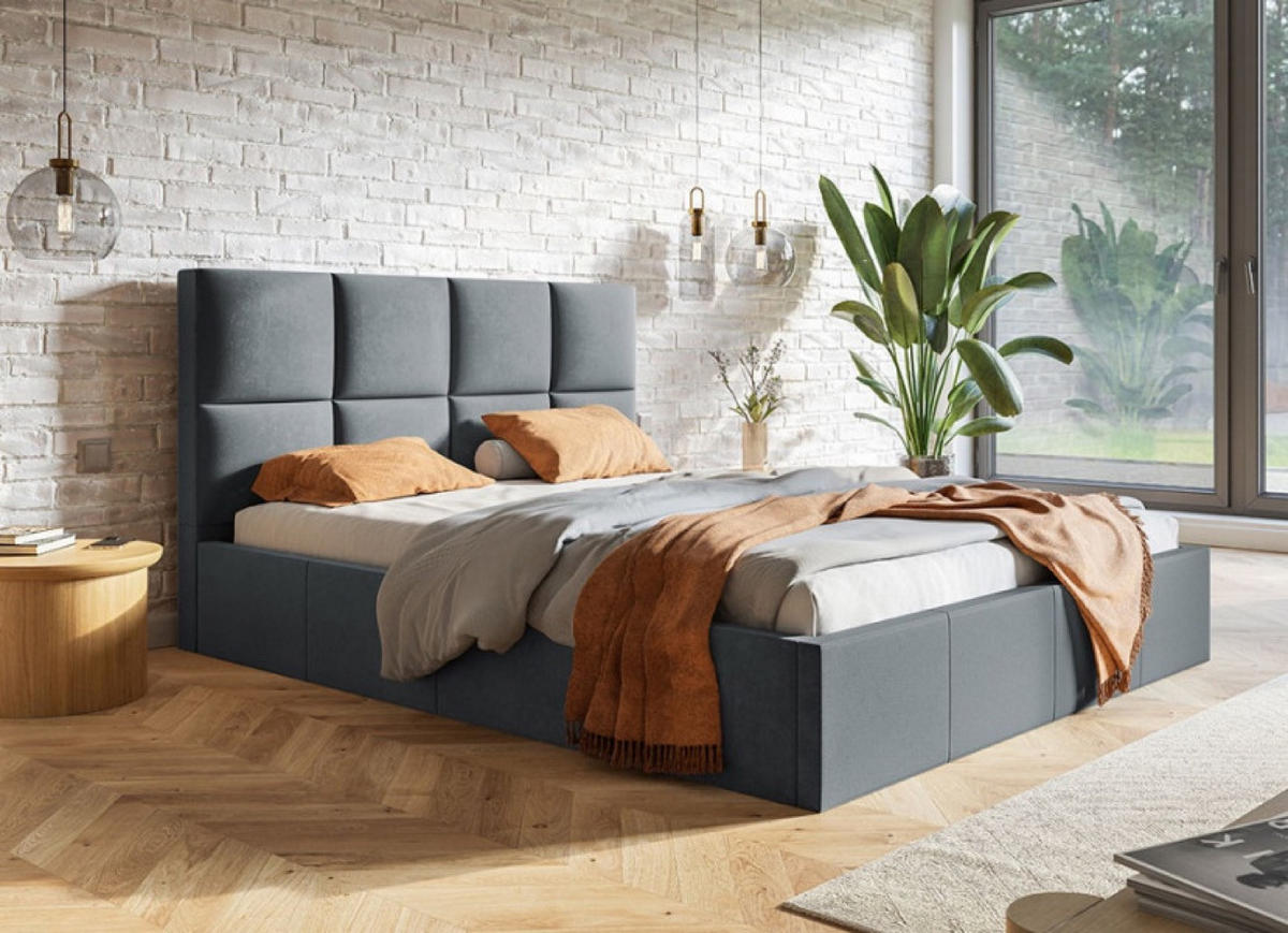 BETT Grafit SIM 160x200 cm - Schwarz/Graphitfarben, Kunststoff/Textil (160/200cm) - Sepro Meble