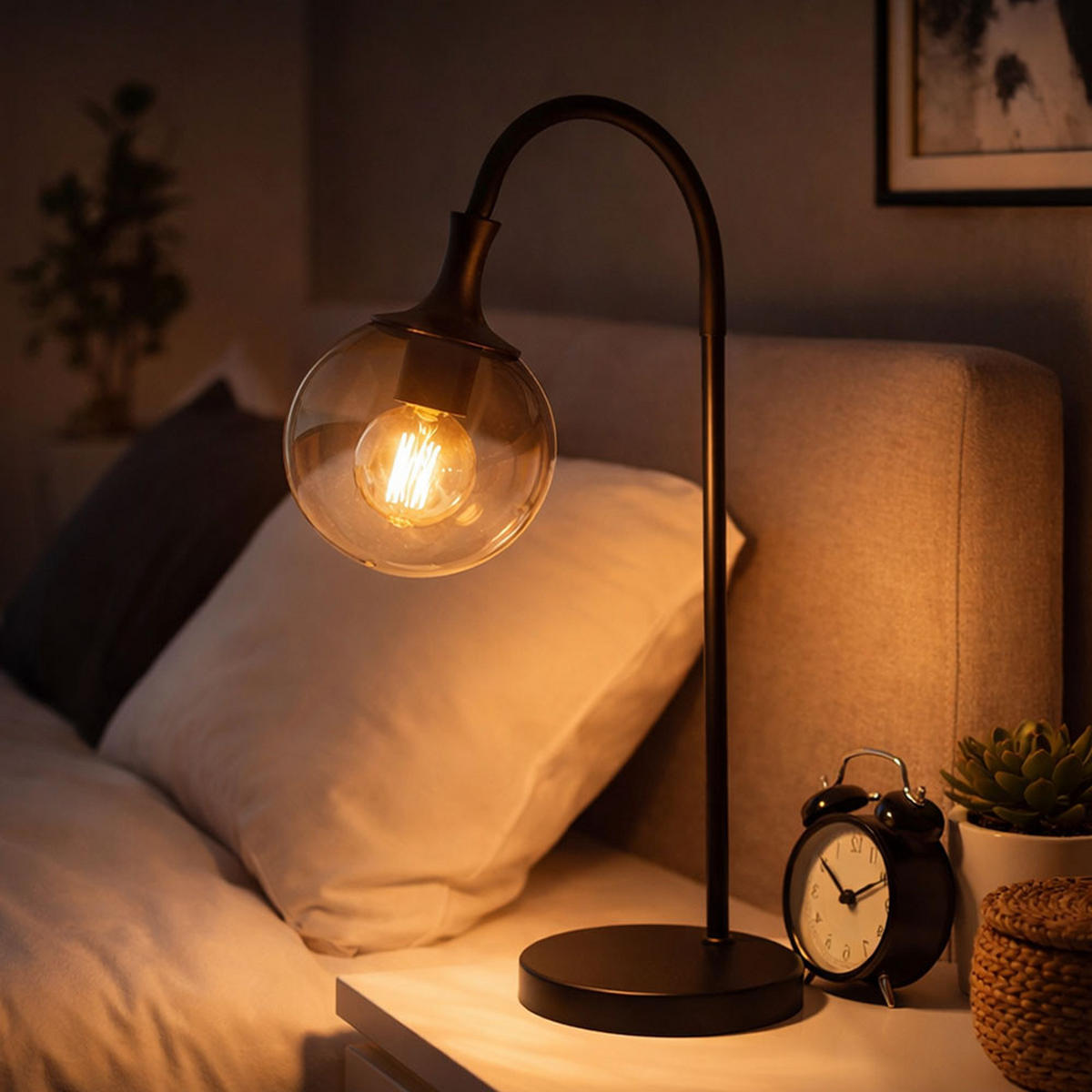 TISCHLEUCHTE Metall Schwarz - Schwarz, Glas (22.5/18/57.5cm) - Globo Lighting