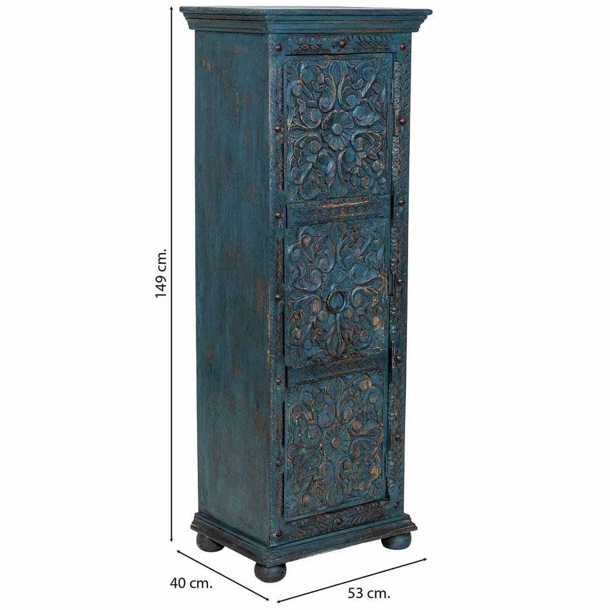 KLEIDERSCHRANK aus holz 53x40x149cm - Blau, Holz (53/149/40cm) - Wanderlust