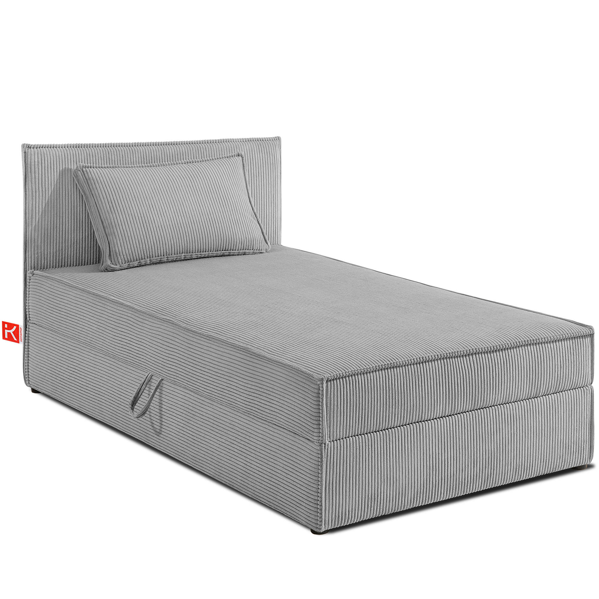 BOXSPRINGBETT ROTI Einzelbett, hellgrau - Hellgrau/Schwarz, Holz/Holzwerkstoff (90/200cm) - KONSIMO®