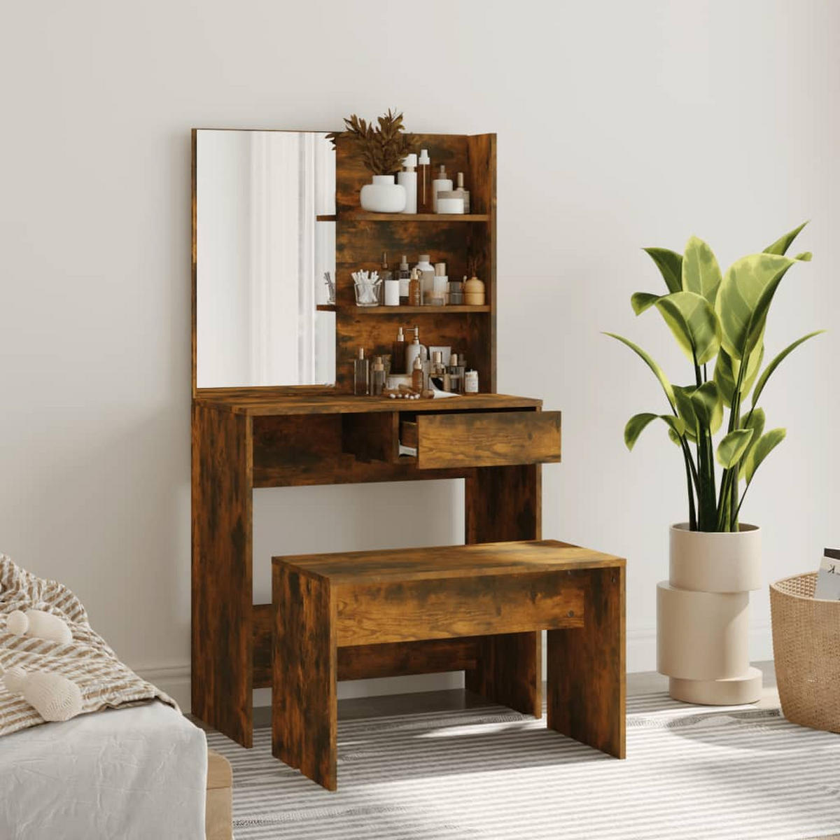 SCHMINKTISCH Castro 74.5/40/141 cm - Taupe, Holzwerkstoff (74.5/141/40cm) - Nettlife