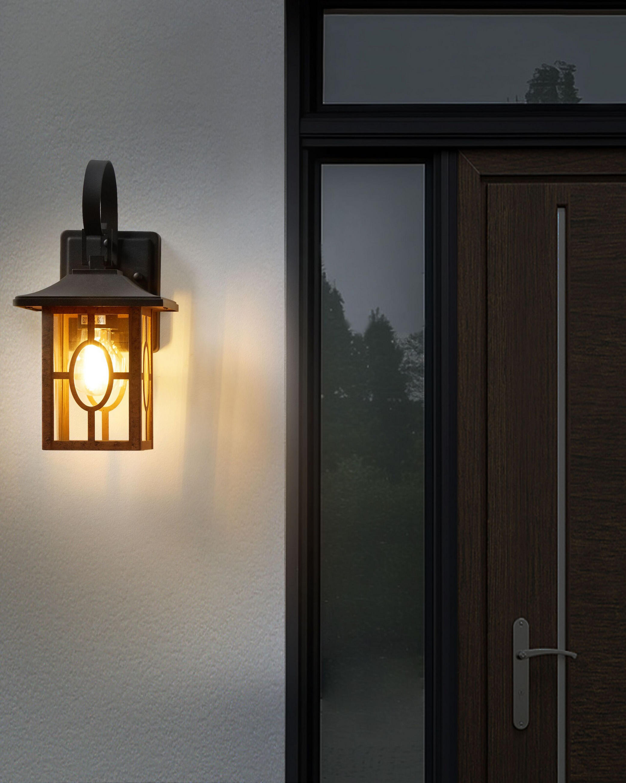 AUSSENWANDLEUCHTE Kupfer Shaggie - Schwarz/Kupferfarben, Glas (17/35/11cm) - Beliani
