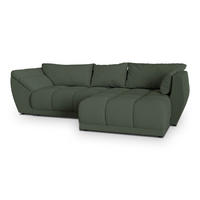 ECKSOFA ORENTI R-S Grün Boucle-Stoff mit Schlaffunktion - Grün, Holz (287/182cm) - MASSENO