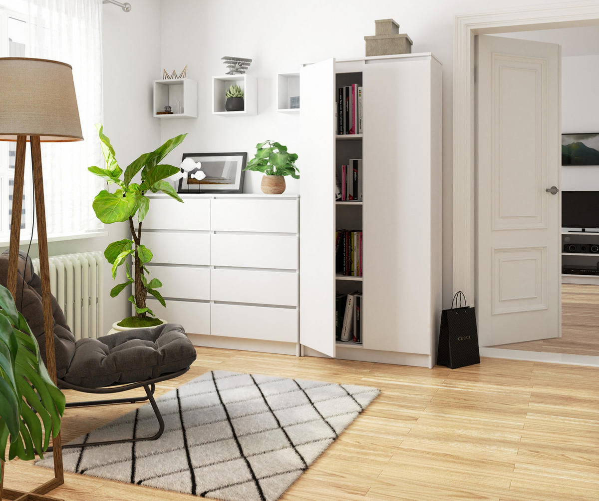 STANDREGAL Weiß 180/80/35 - Weiß, Holzwerkstoff (80/180/35cm) - RAUMHIRSCH FURNITURE