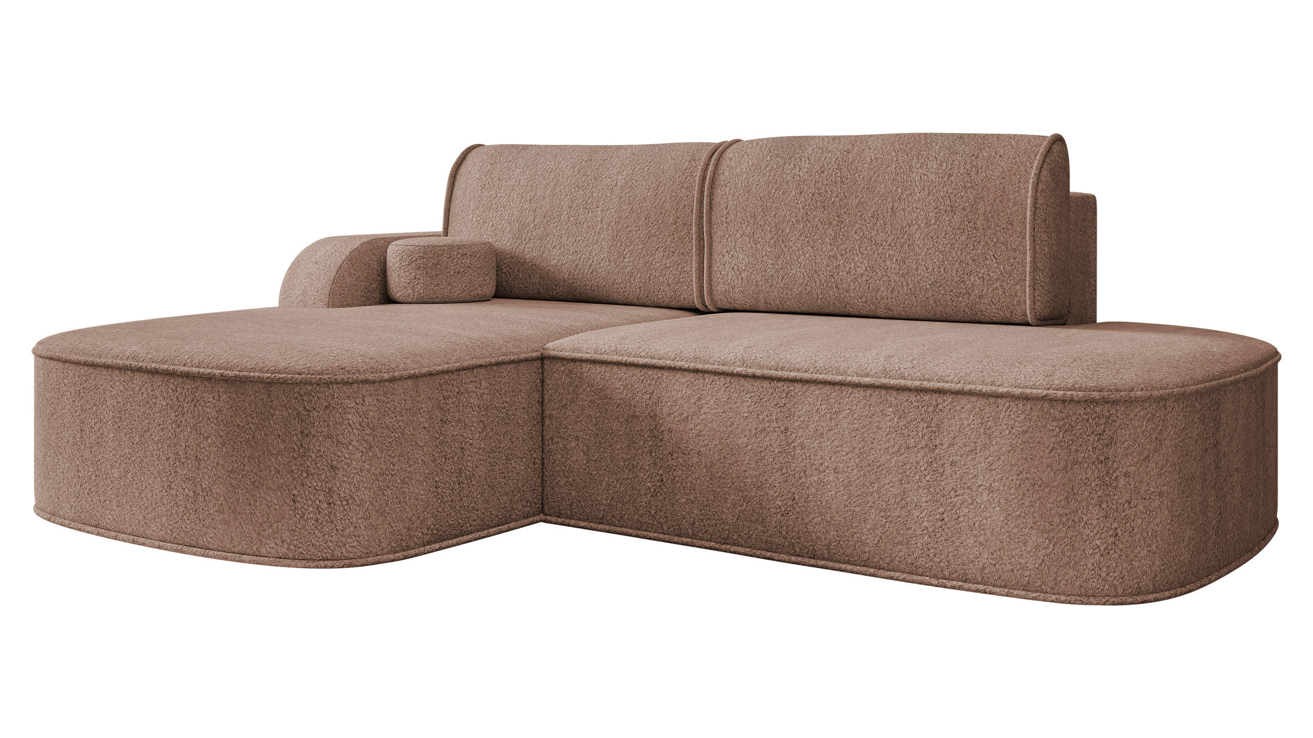 ECKSOFA Koro, Seite: Links - Hellbraun/Schwarz, Holz/Kunststoff (256/177cm) - MIRJAN24