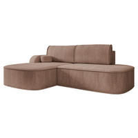ECKSOFA Koro, Seite: Links - Hellbraun/Schwarz, Holz/Kunststoff (256/177cm) - MIRJAN24