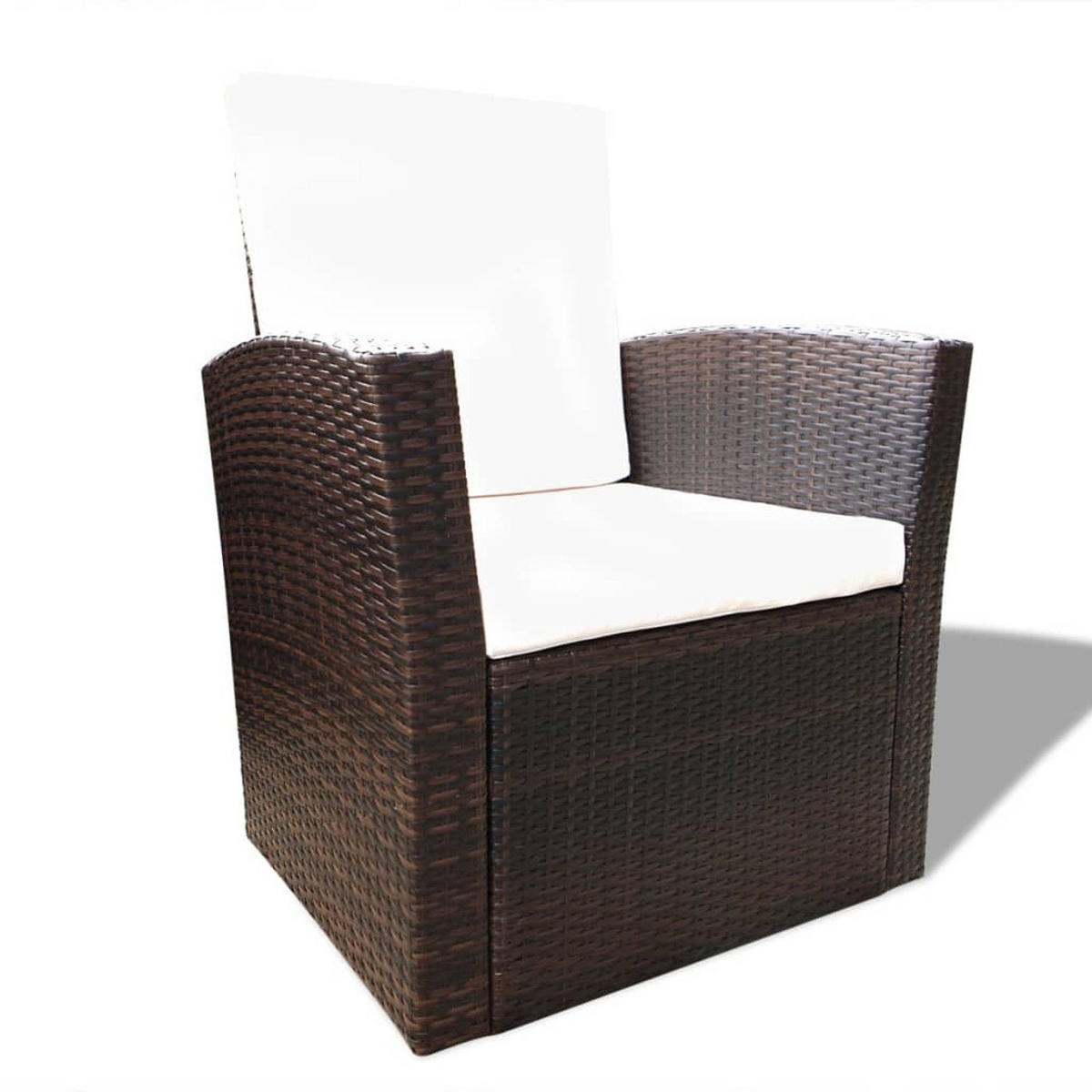 GARTEN-LOUNGE-SET 4-TLG MIT KISSEN POLY RATTAN BRAUN - Creme/Braun, Naturmaterialien/Textil - vidaXL