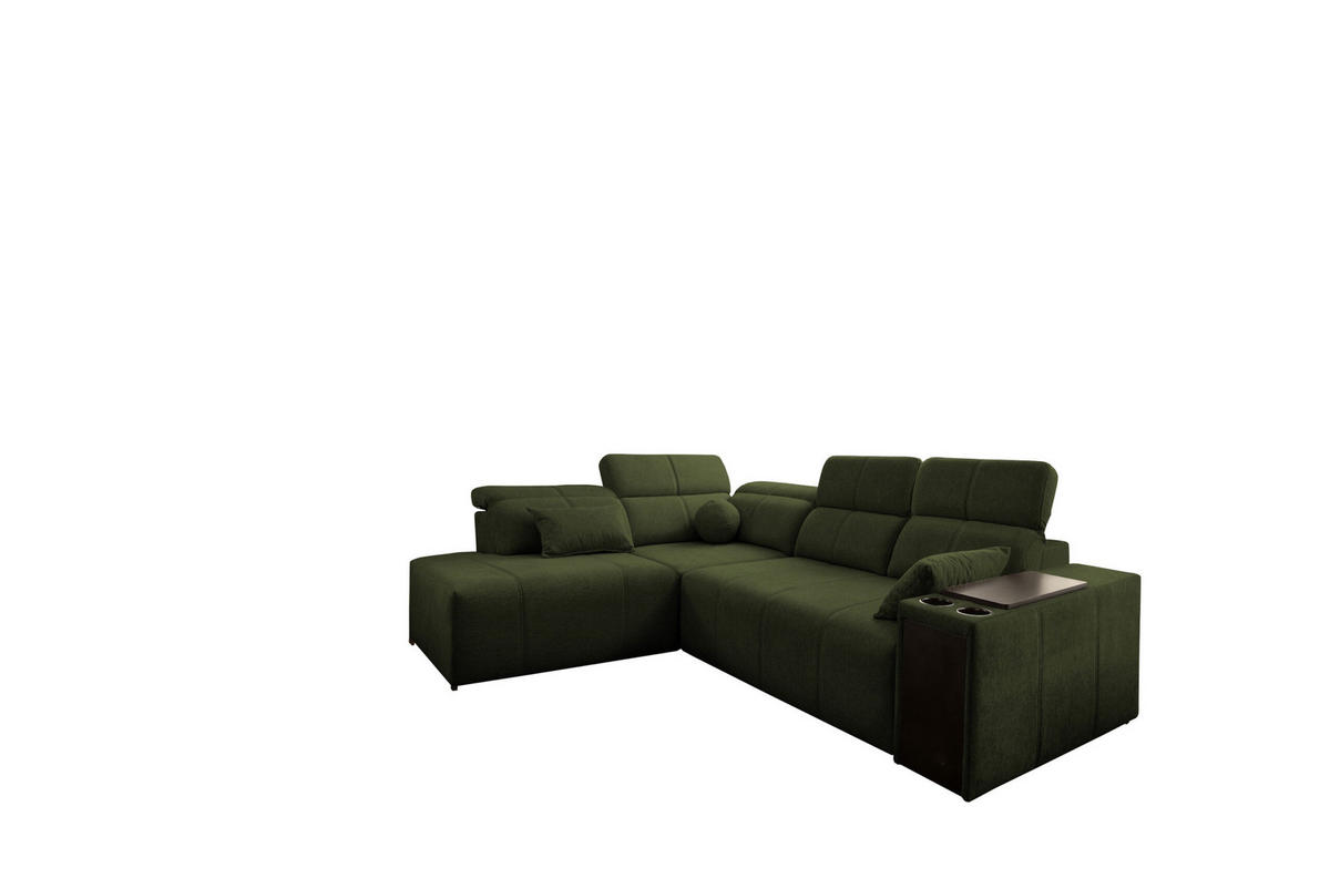 ECKSOFA Mindy VII mit Schlaffunktion und verstellbarer Rückenlehne, Stoff Verita Dunkelgrün Links - Dunkelgrün, Holz/Textil (230/288cm) - Kaiser Möbel