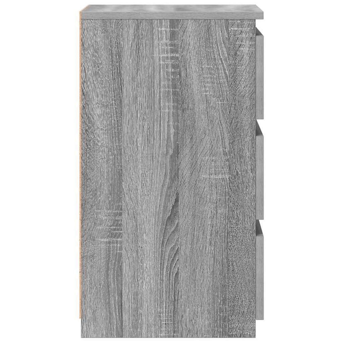 NACHTTISCH 2 Stk. mit 3 Schubladen 40/35/62,5 cm aus Holzwerkstoff in Grau Sonoma Dekor - Silbereichenfarben, Holz (40/62.5/35cm) - vidaXL