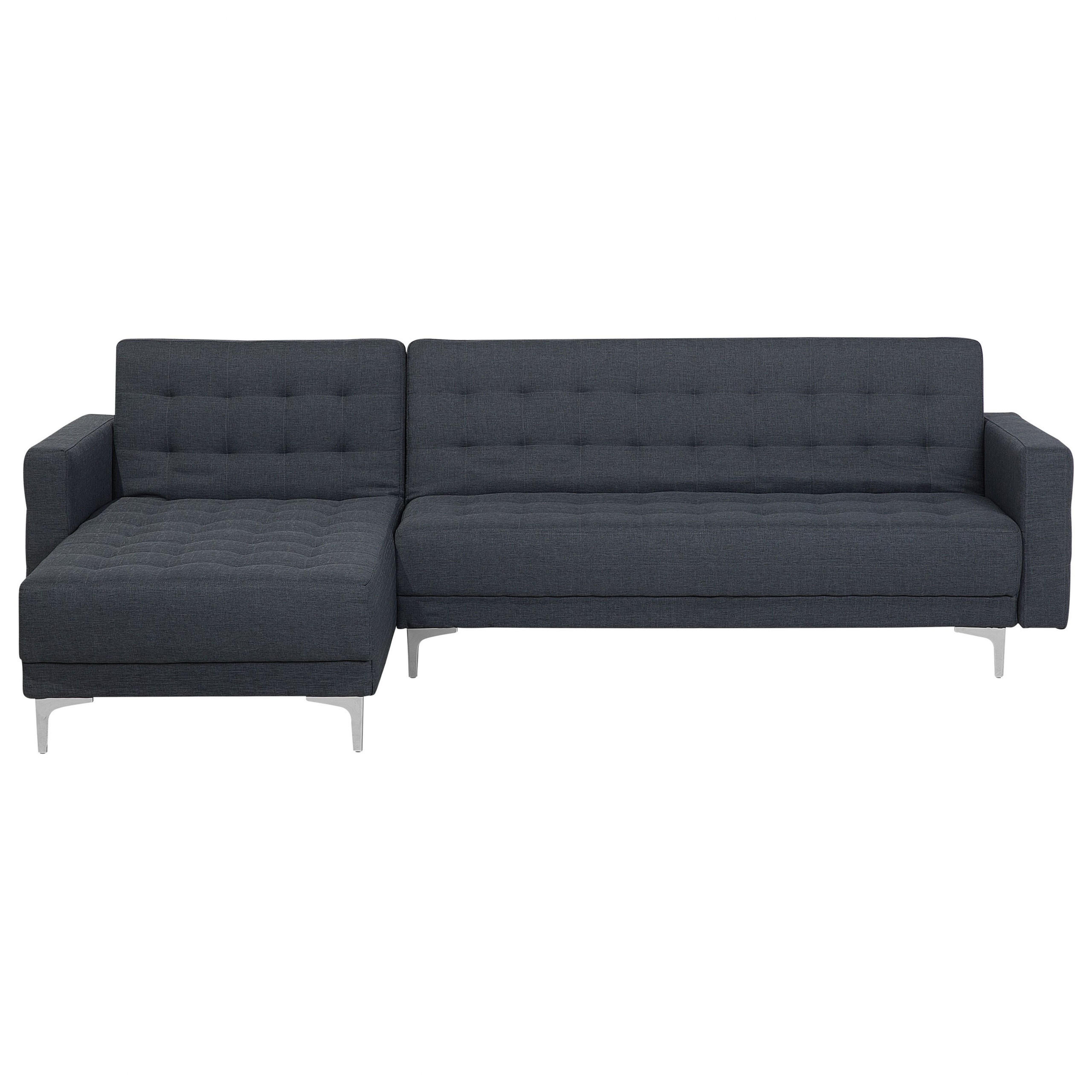4-SITZER-ECKSOFA Polyester Grau linksseitig Aberdeen - Dunkelgrau, Textil (267/168cm) - Beliani