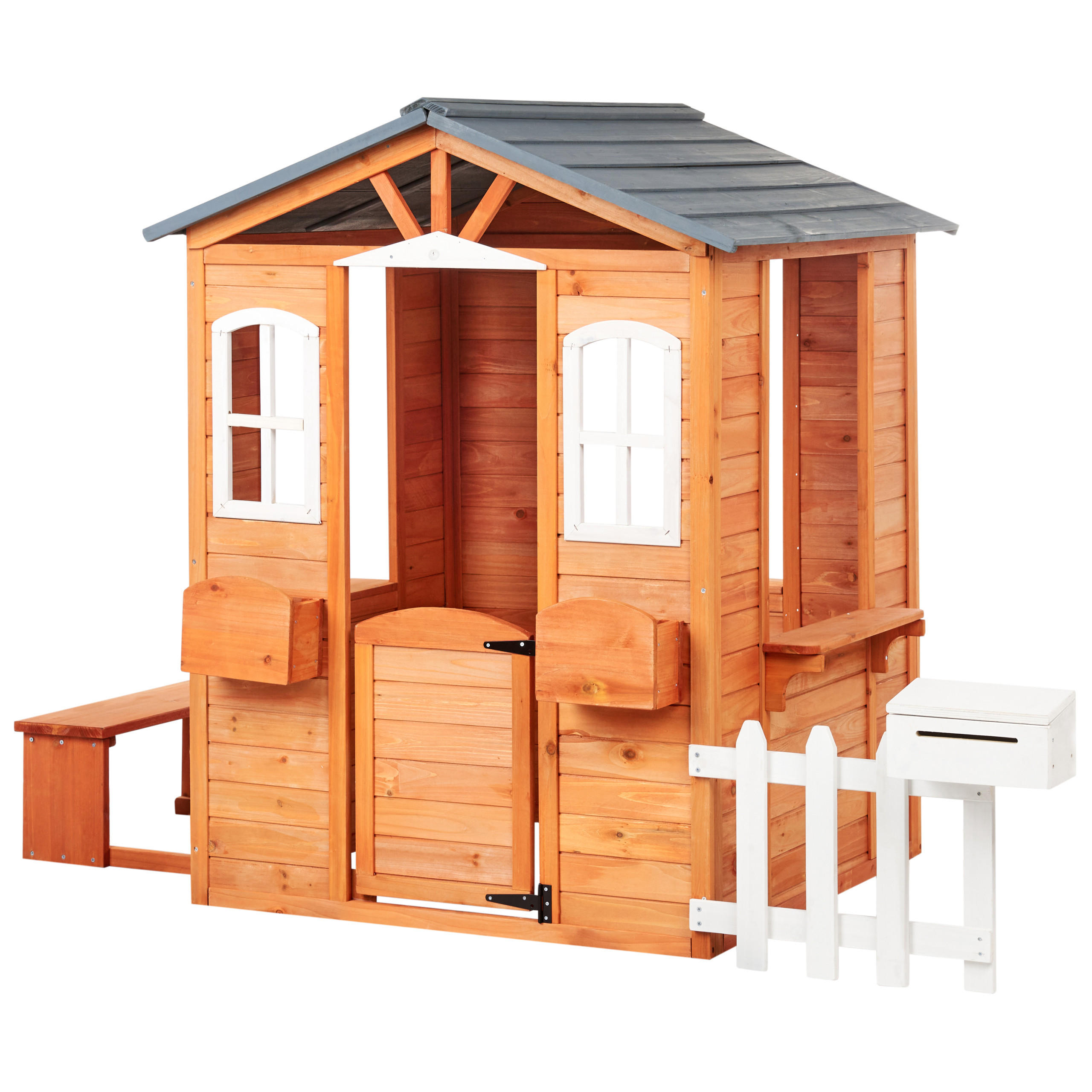 GARTENSPIELHAUS Heller Holzfarbton Ampeliko - Hellbraun/Weiß, Holz (212/142/120cm) - Beliani