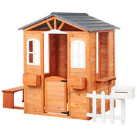 GARTENSPIELHAUS Heller Holzfarbton Ampeliko - Hellbraun/Weiß, Holz (212/142/120cm) - Beliani