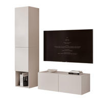 WOHNWAND ANGEL LINE V 2-teilig, mit LED-Beleuchtung, Kaschmir - Kaschmir, Holzwerkstoff (140/180/40cm) - Idohome