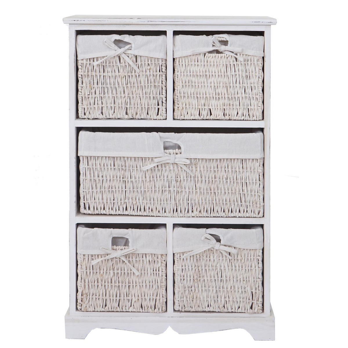 KOMMODE 5 SCHUBLADEN SHABBY-LOOK Cremeweiß - Weiß, Holz (60/90/30cm) - MCW