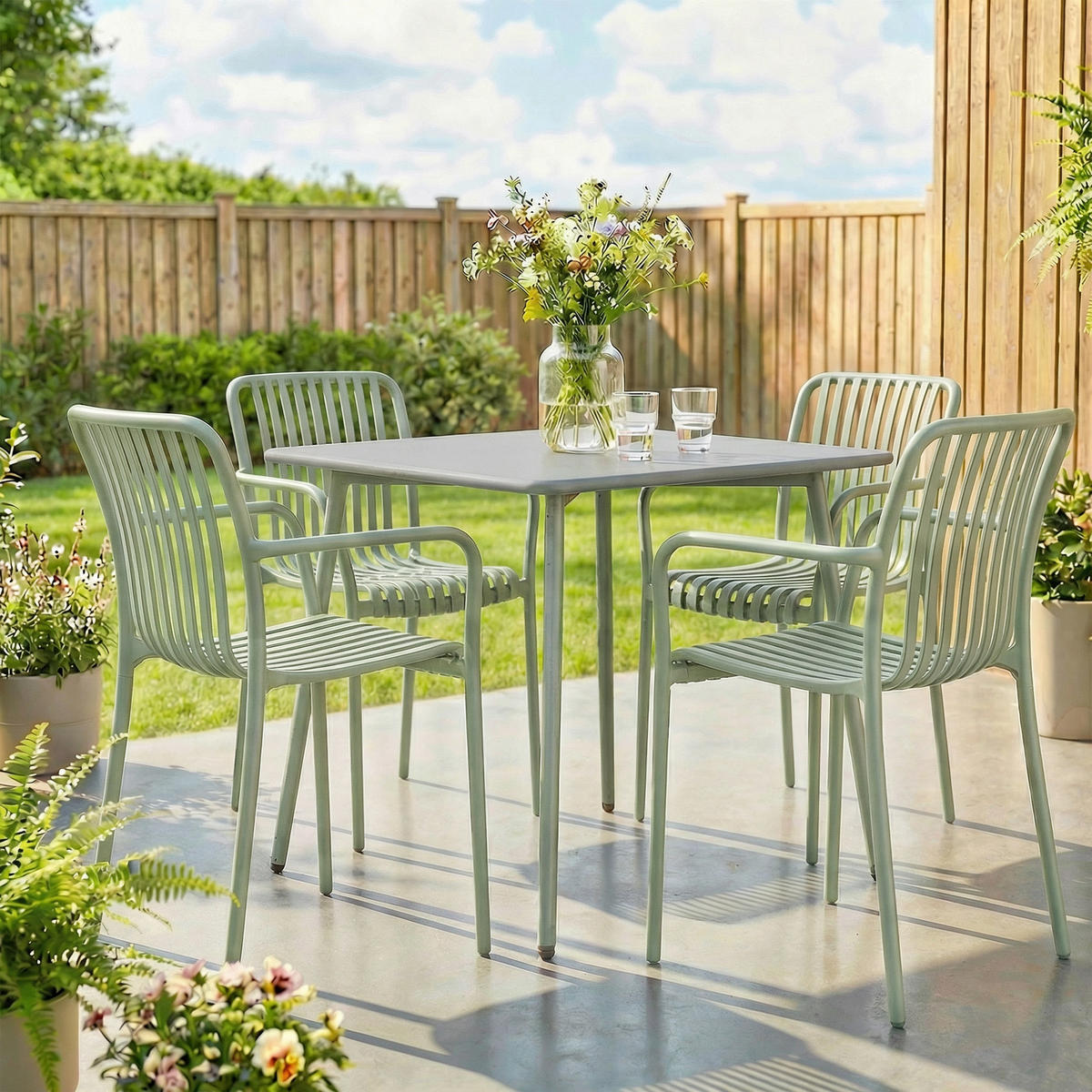 GARTENSTUHL Grun 4 Stück - Grün, Kunststoff (55/81.5/58.5cm) - GiPP